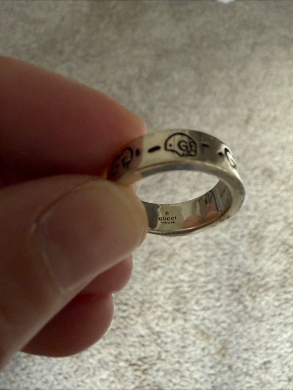 Gucci Ghost 6MM Silver Band Ring Size 5.5 - Picture 4 of 5
